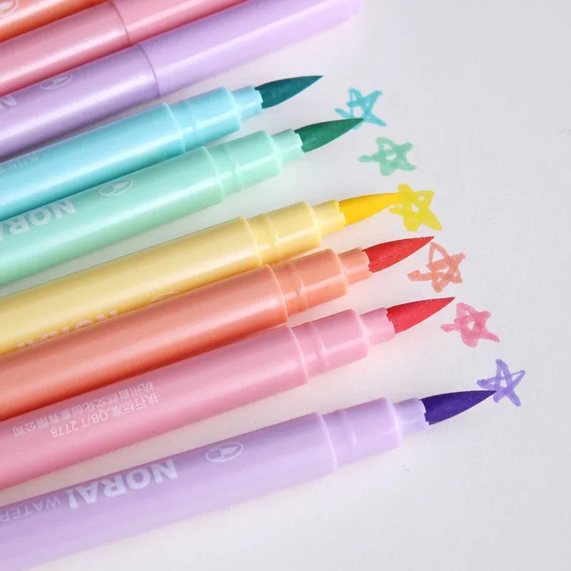 Pastel Highlighter Set Double Ended - 6 unids/set pincel resaltador bolígrafos Kawaii