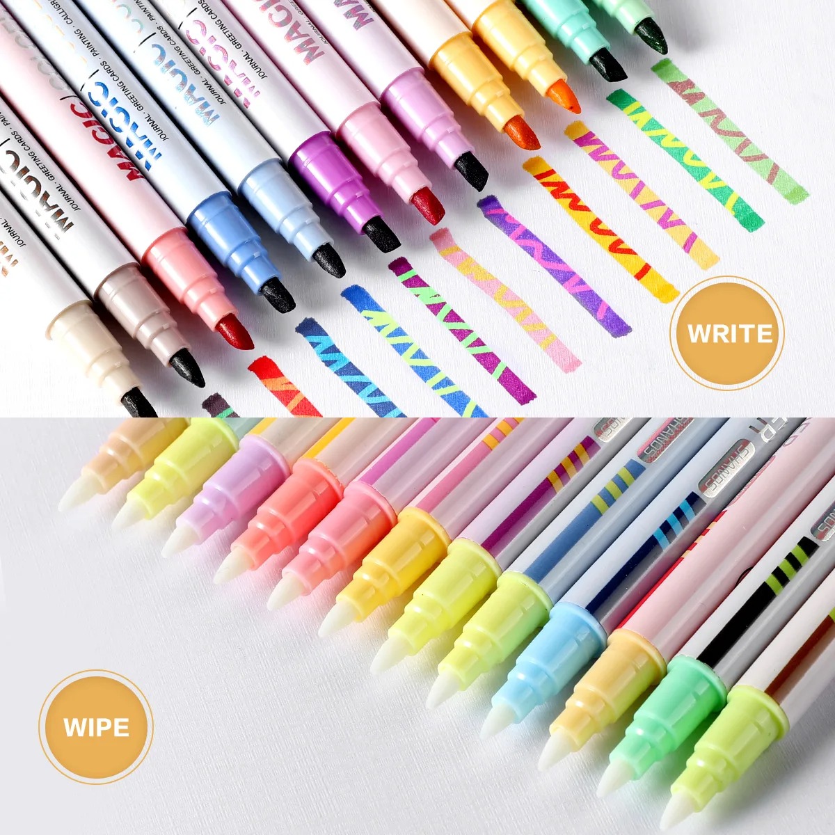 Pastel Highlighter Set Double Ended - Juego de 12 Marcadores de Doble