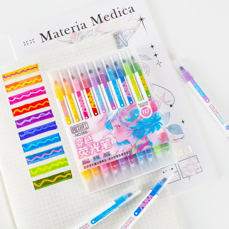 Pastel Highlighter Set Double Ended - Juego de rotuladores resaltadores que cambian