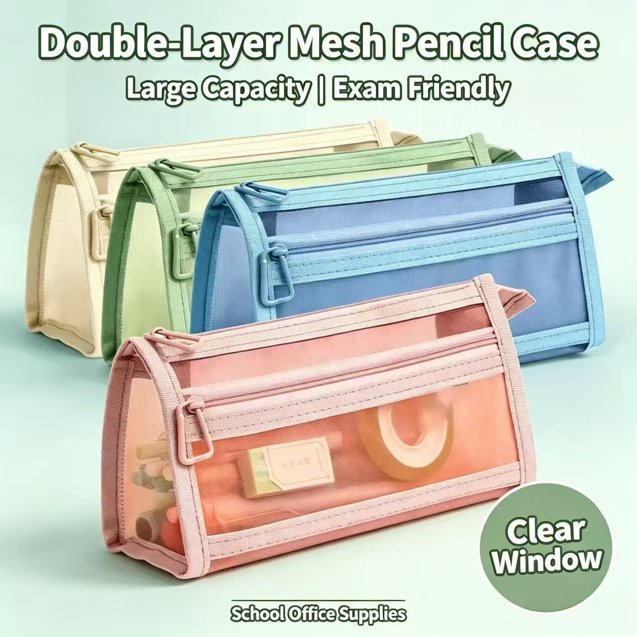 Estuche de Lápices de Malla Tr - Clear Mesh Pencil Pouch For Exam reseña y precio