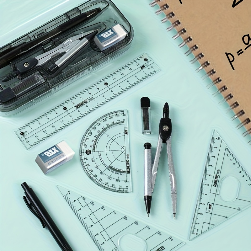 Juego de brújula y regla, kit  - Math Geometry Set With Compass reseña y precio