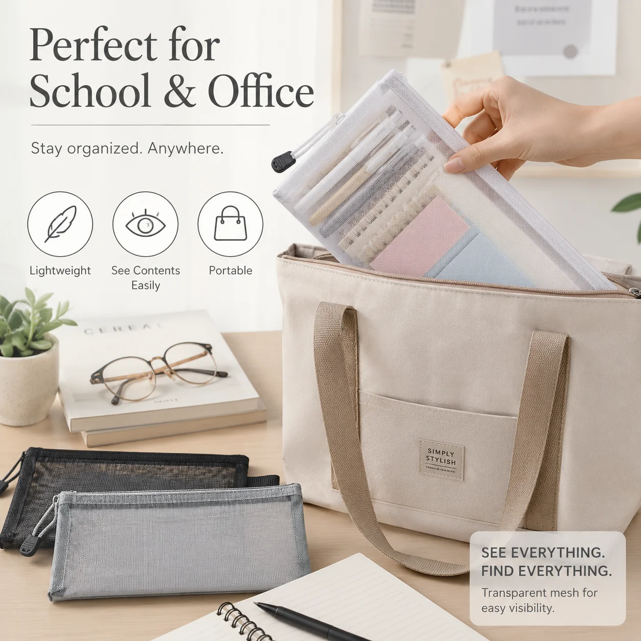 Bolsa transparente de malla pa - Clear Mesh Pencil Pouch For Exam reseña y precio