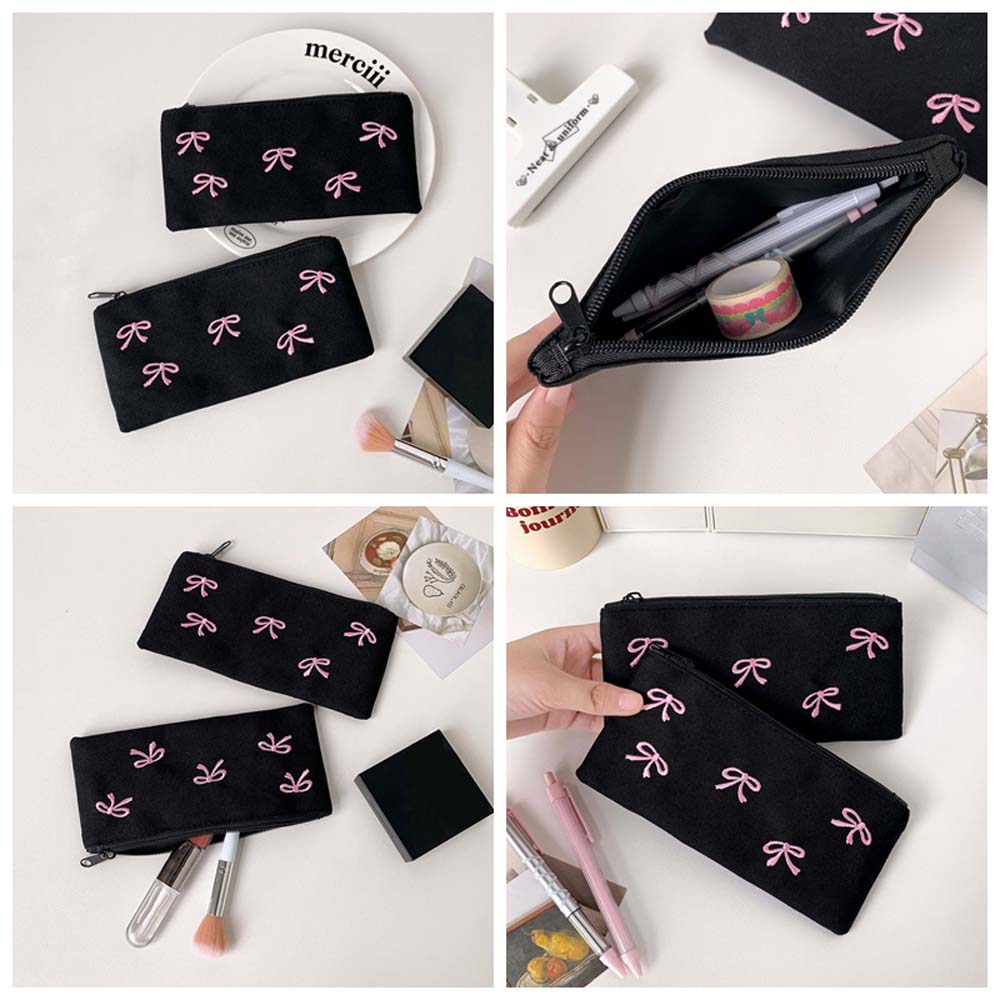 Bolsa de papelería con lazo, e - Aesthetic Large Pencil Case Pouch reseña y precio