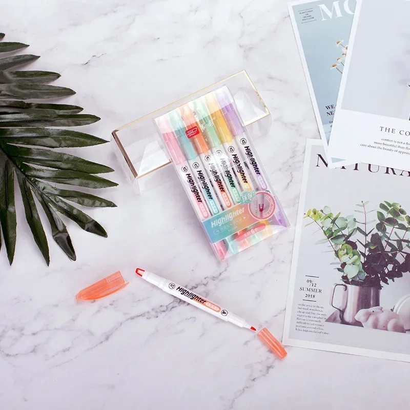 Juego de 6 rotuladores de punt - Pastel Highlighter Set Double Ended reseña y precio