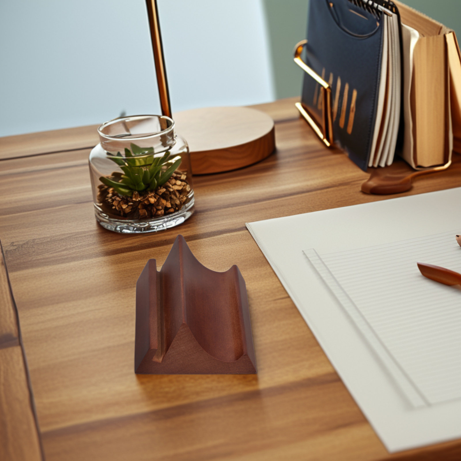 Soporte de Madera de Doble Ran - Desk Accessories reseña y precio